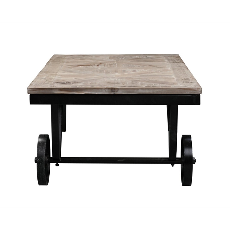 Burnham Home Wood Prescott Table Cart in Natural Finish
