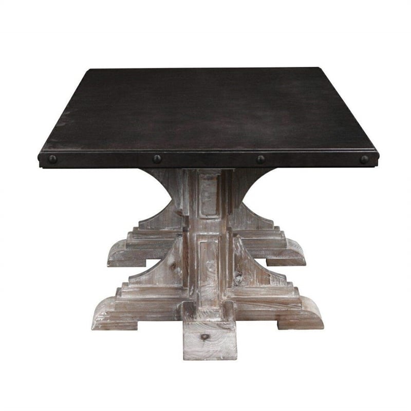 Burnham Home Wood Novak Rectangular Coffee Table Whitewash & Dark Brown Finish