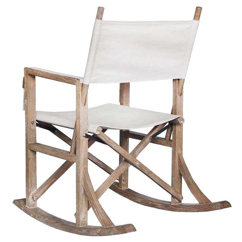 Burnham Home Designs Farmhouse Folding Wood Rocking Chair In Coffee Brushed 18118