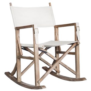 burnham home designs farmhouse folding wood rocking chair in coffee brushed