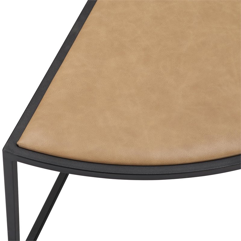 Olivia Metal 5pc Nesting Coffee Table Set with 4 Nesting Stools in Tan Finish