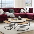 Olivia Metal 5pc Nesting Coffee Table Set with 4 Nesting Stools in Tan Finish