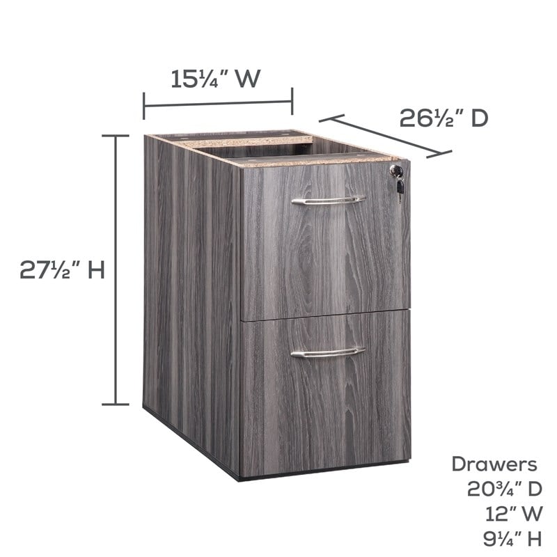 Mayline Aberdeen Series 2 Drawer File Cabinet in Gray Steel