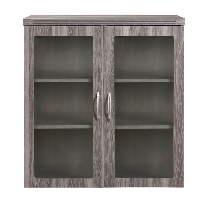Mayline Aberdeen Series Glass Display Cabinet in Gray Steel