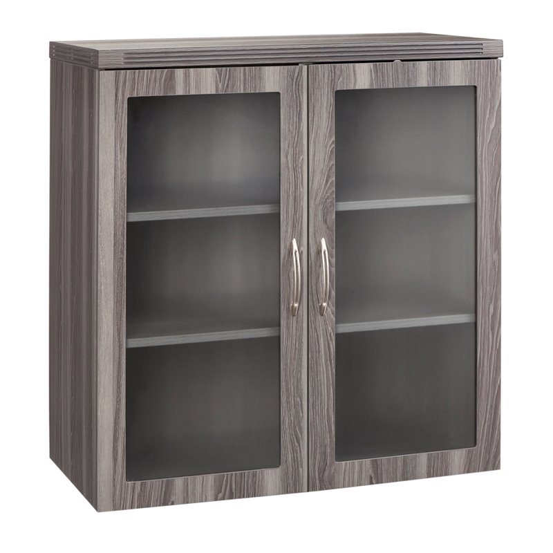 Mayline Aberdeen Series Glass Display Cabinet in Gray Steel