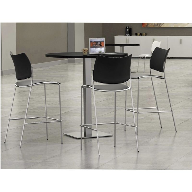 Mayline Escalate Series Polypropylene Stool in Black (Set of 2)
