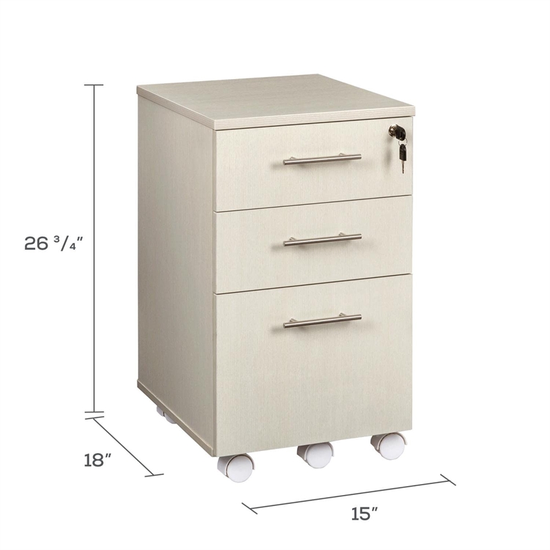 Mayline Medina Series 3 Drawer File Cabinet in Sea Salt White