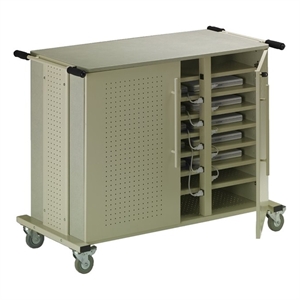 mayline laptop cart in gray and sand