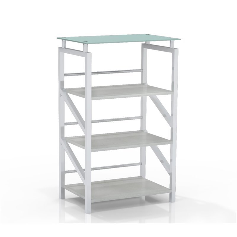 Mayline Soho 4 Shelf Glass Top Bookcase In White 1007ww