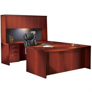 mayline aberdeen typical at4 u-shaped desk with hutch in cherry