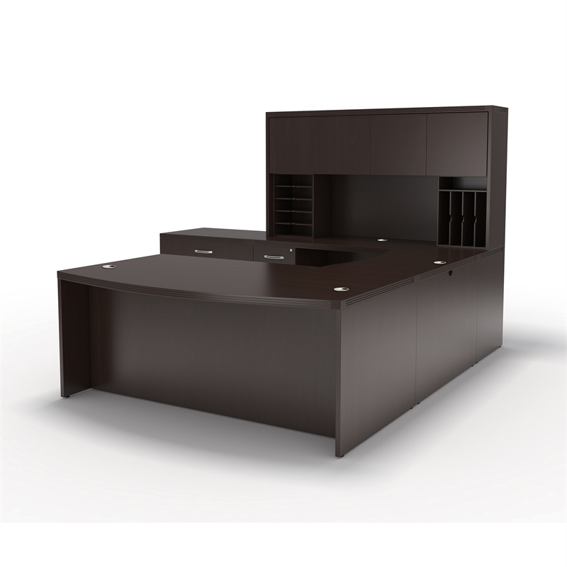Mayline Aberdeen Typical At10 Wood 72 U Shaped Desk Set In Mocha