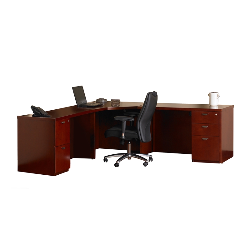 Mayline Mira 5 Drawer L Shaped Desk In Cherry Mayline Mira 5 Drawer L Shaped Desk In Cherry