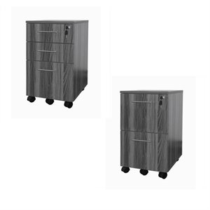 mayline office pedestal filing cabinets in gray steel (set of 2)