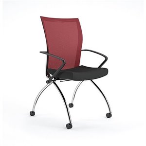Mayline Valore High-Back Guest Chair in Black and Red (Set of 2)