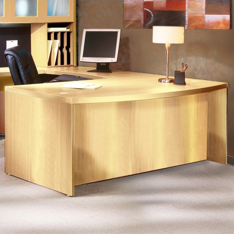 Mayline Aberdeen Bow Front Computer Desk Shell In Maple Abdxx42lma