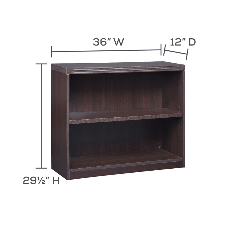 Mayline Aberdeen 2 Shelf Bookcase in Mocha