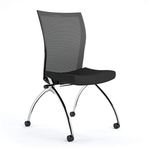 Mayline Valora Series High-Back Nesting Guest Chair in Black (Set of 2)