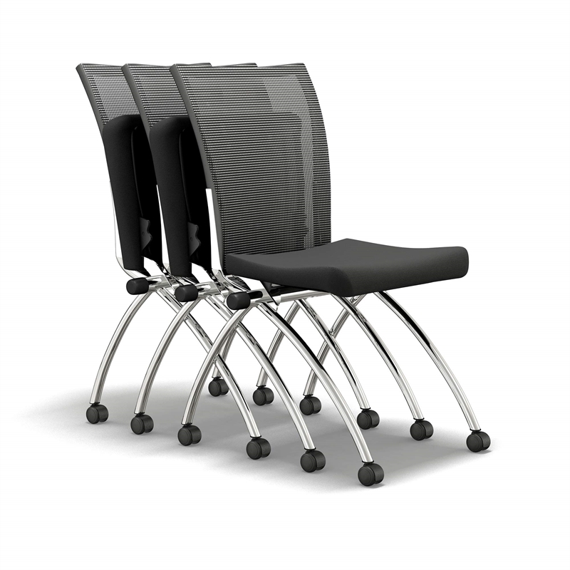 Mayline Valora Series High-Back Nesting Guest Chair in Black (Set of 2)