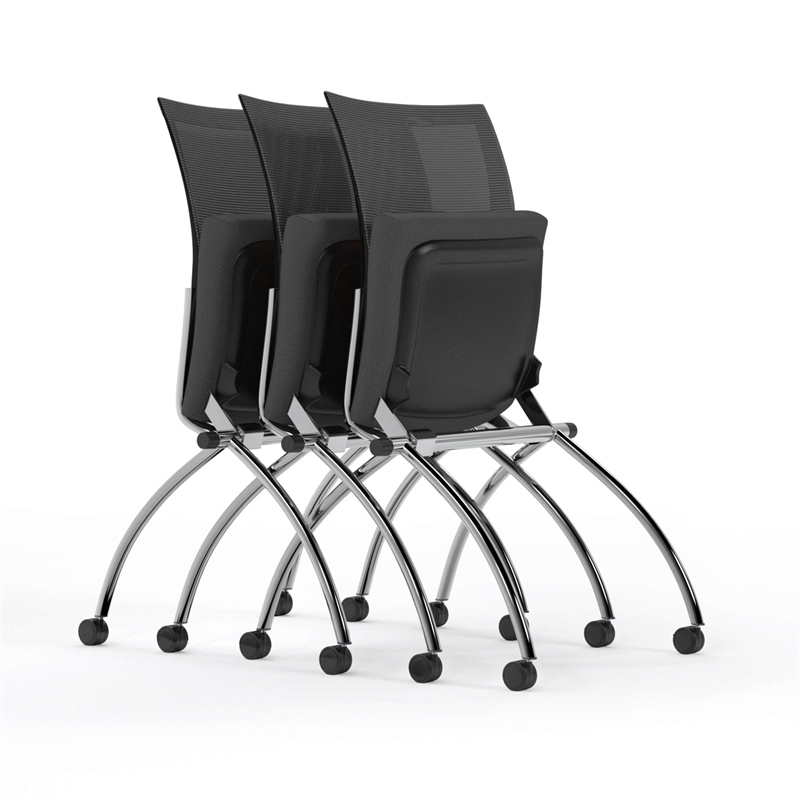 Mayline Valora Series High-Back Nesting Guest Chair in Black (Set of 2)
