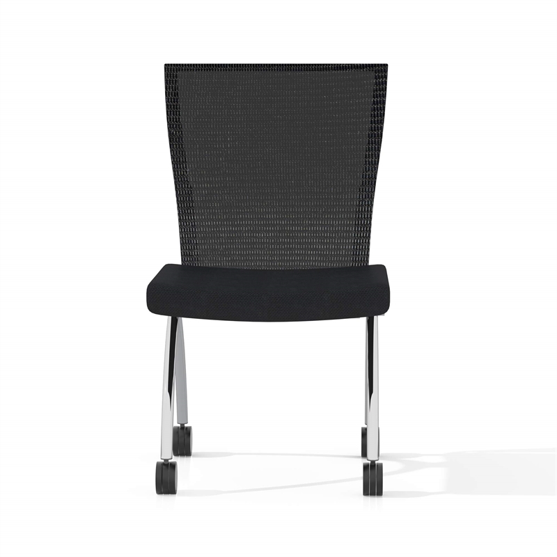 Mayline Valora Series High-Back Nesting Guest Chair in Black (Set of 2)