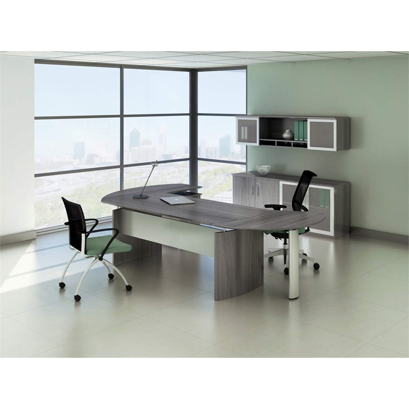 Mayline Medina Curved Desk Extension (Right) in Gray Steel