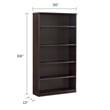 Mayline Medina Bookcase (5 Shelf) in Mocha