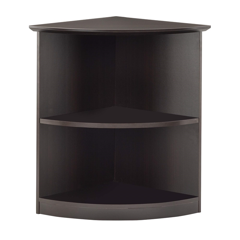 Mayline Medina Bookcase (2 Shelf 0.25 - Round) in Mocha