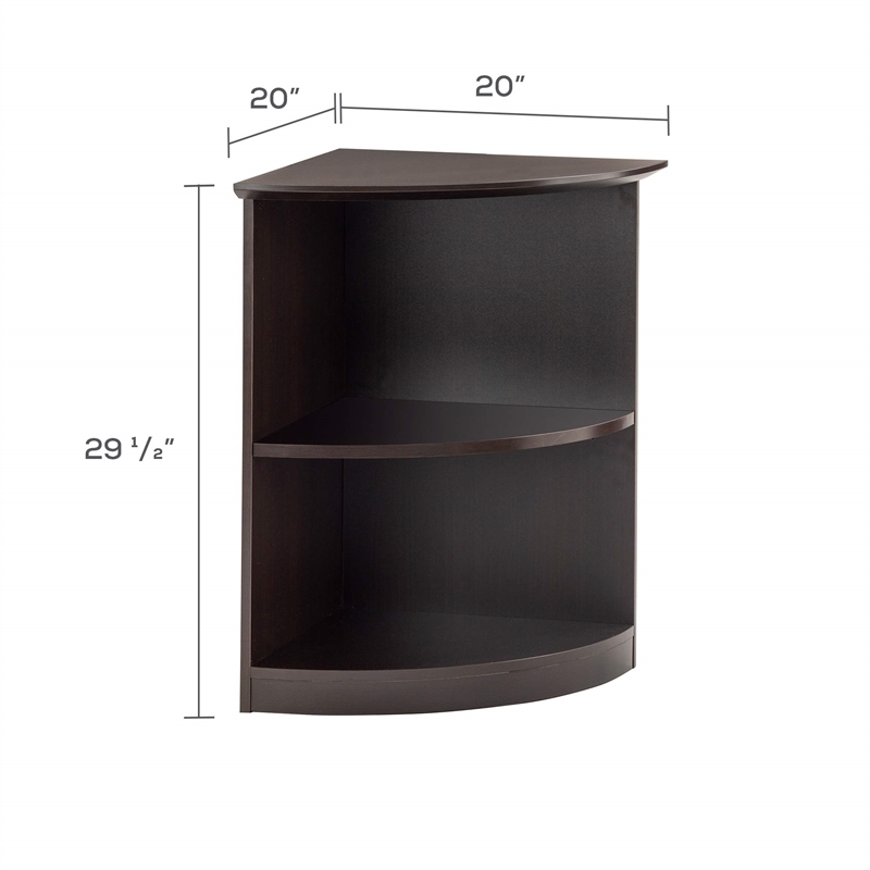 Mayline Medina Bookcase (2 Shelf 0.25 - Round) in Mocha