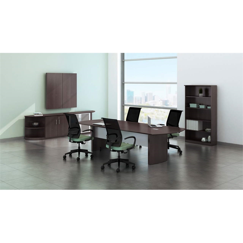 Mayline Medina Bookcase (2 Shelf 0.25 - Round) in Mocha
