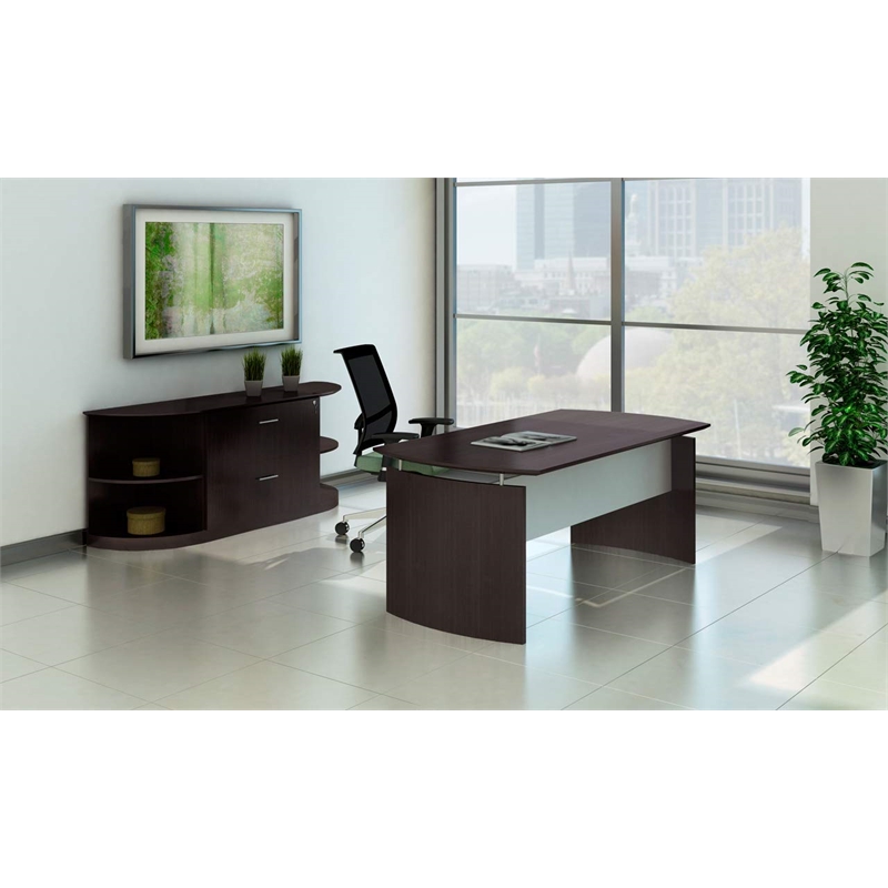 Mayline Medina Bookcase (2 Shelf 0.25 - Round) in Mocha