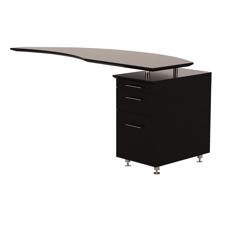 Mayline Medina Curved Desk Return With Pedestal (Right) in Mocha