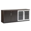 Mayline Medina Low Wall Cabinet with Doors (Wood-Glass Door) in Mocha