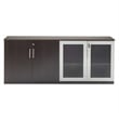 Mayline Medina Low Wall Cabinet with Doors (Wood-Glass Door) in Mocha
