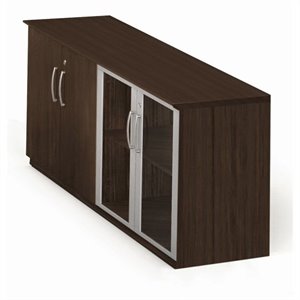 mayline medina low wall cabinet with doors (wood-glass door)
