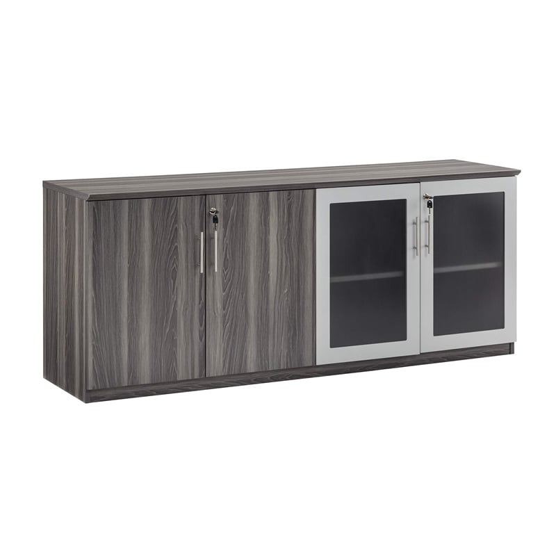 Mayline Medina Low Wall Cabinet with Doors in Gray Steel