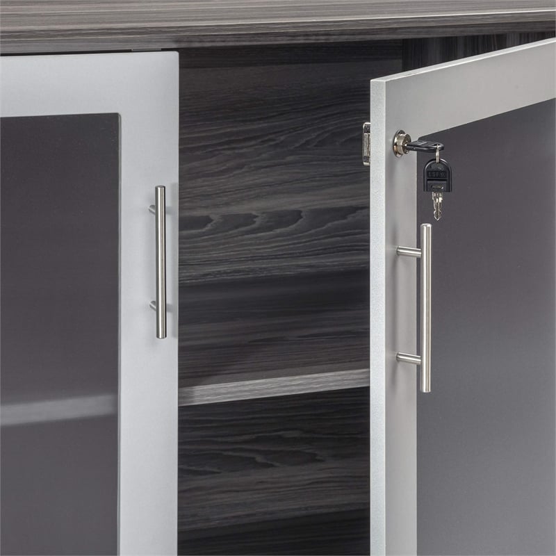 Mayline Medina Low Wall Cabinet with Doors in Gray Steel
