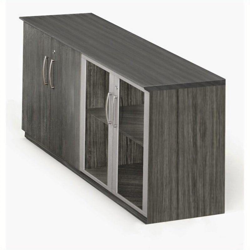 Mayline Medina Low Wall Cabinet with Doors in Gray Steel
