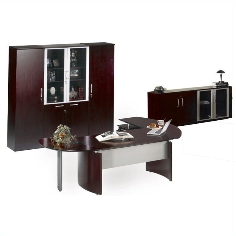 Mayline Napoli 72 Computer Desk And Cabinets Office Set In