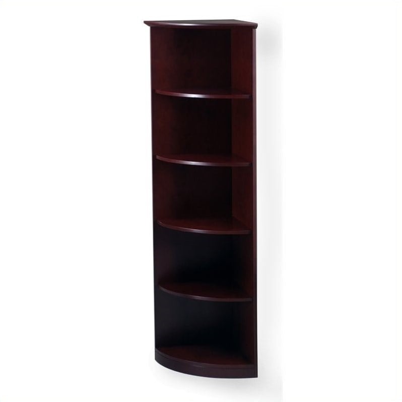  Shelf Quarter Round Corner Wood Bookcase in Mahogany - VBQ5MAH