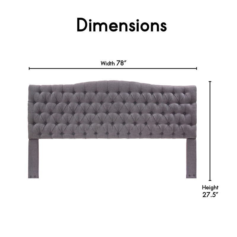 Elle Decor Celeste King Size Headboard Gray Weave