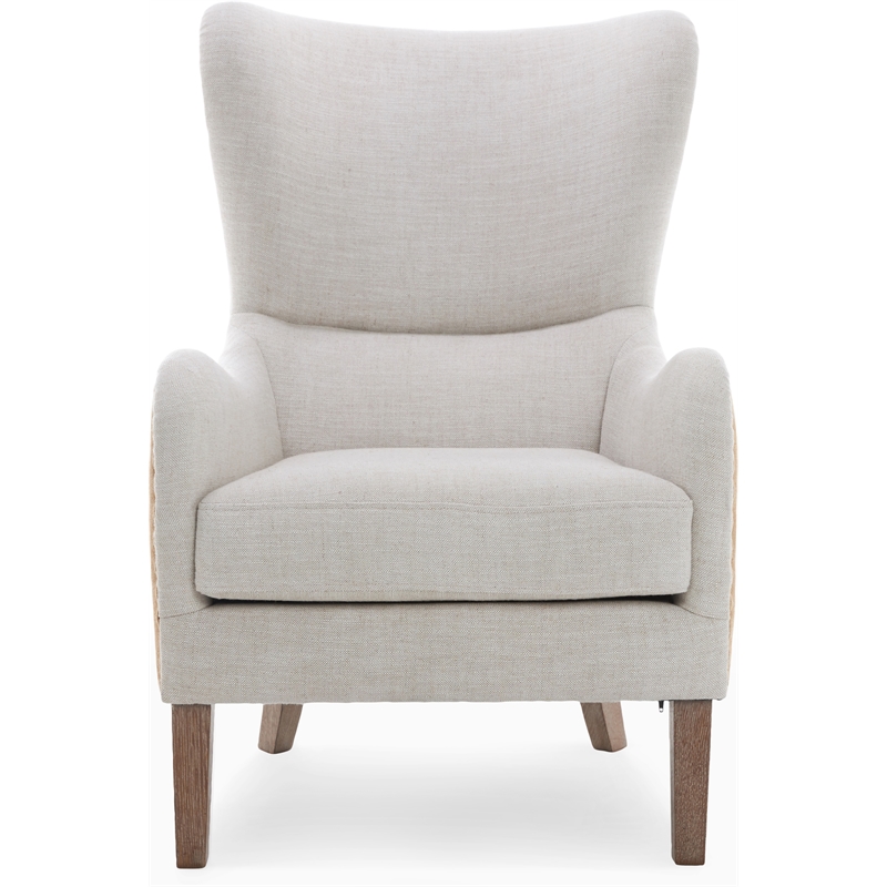 Elle Decor Mid-Century Wingback Accent Chair in Beige