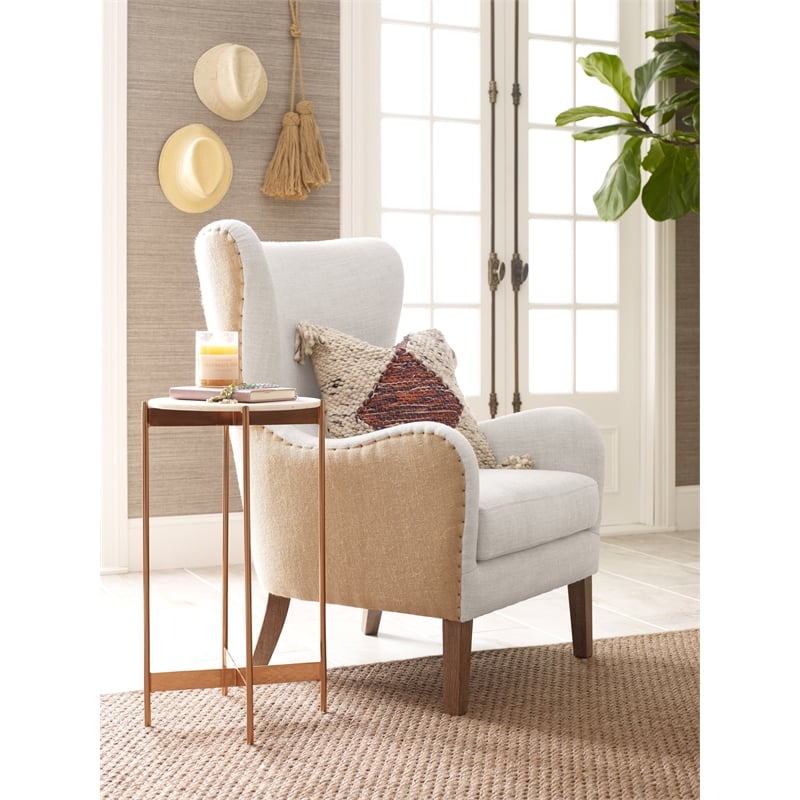 Elle Decor Mid-Century Wingback Accent Chair in Beige