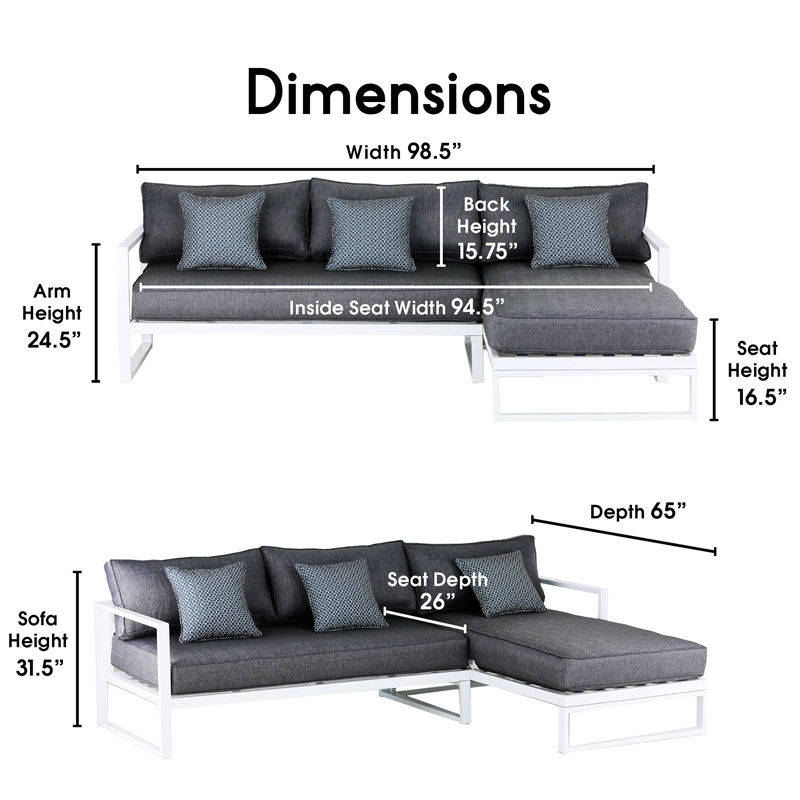 Elle Decor Paloma Outdoor Sectional Sofa White