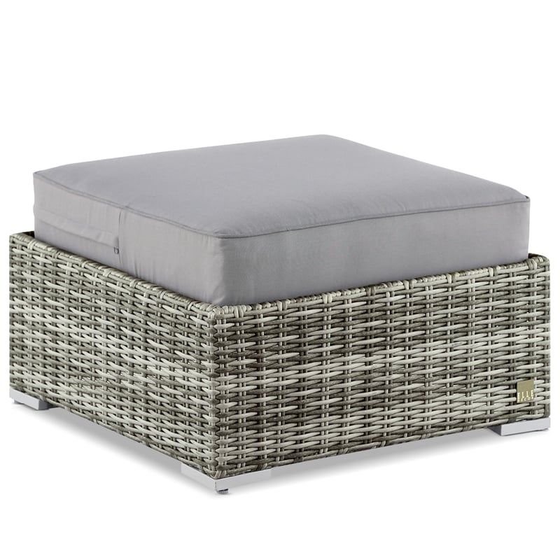 Elle Decor Vallauris Outdoor Ottoman with Cushion Grey