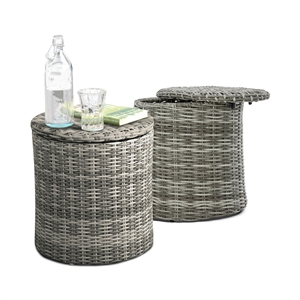 Elle Decor Vallauris Outdoor Side Table with Storage Grey