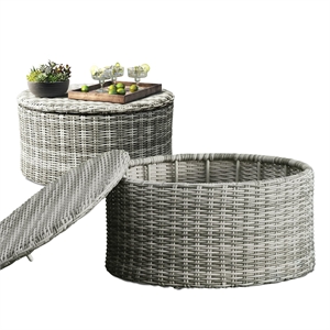 Elle Decor Vallauris Outdoor Coffee Table with Storage Grey
