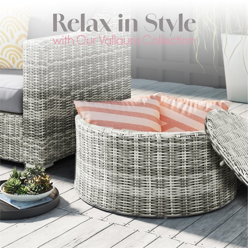 Elle Decor Vallauris Outdoor Coffee Table with Storage Grey