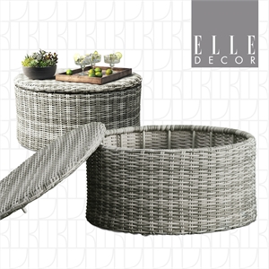 Elle Decor Vallauris Outdoor Coffee Table with Storage Grey