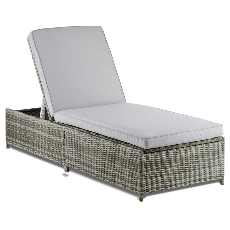 Elle Decor Vallauris Outdoor Chaise Lounge with Storage Grey