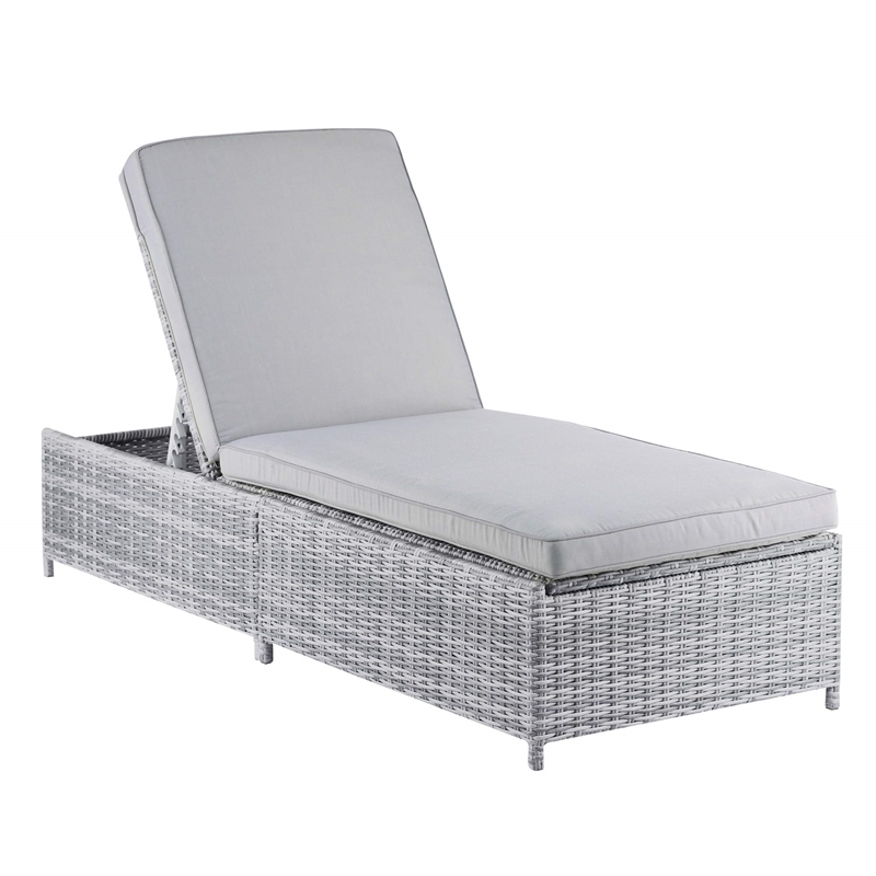 Elle Decor Vallauris Outdoor Chaise Lounge with Storage Grey